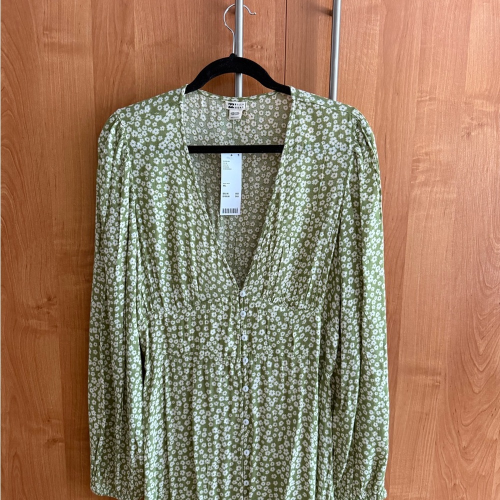 Billabong ditsy-floral button-front midi dress — NWT - Picture 2 of 4